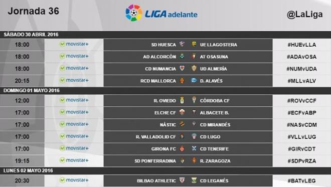 Horarios jornada 26.