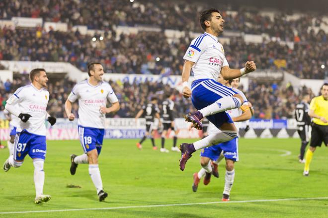 Ángel celebra un gol esta temporada (Foto: Dani Marzo).