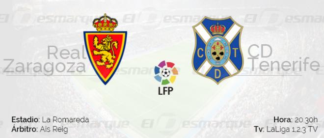 Real Zaragoza - Tenerife este sábado.