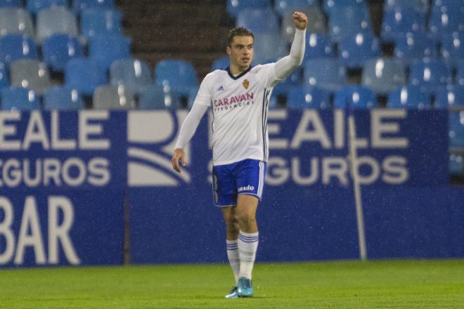 Pombo celebra su gol al Tenerife (Foto: Dani Marzo).