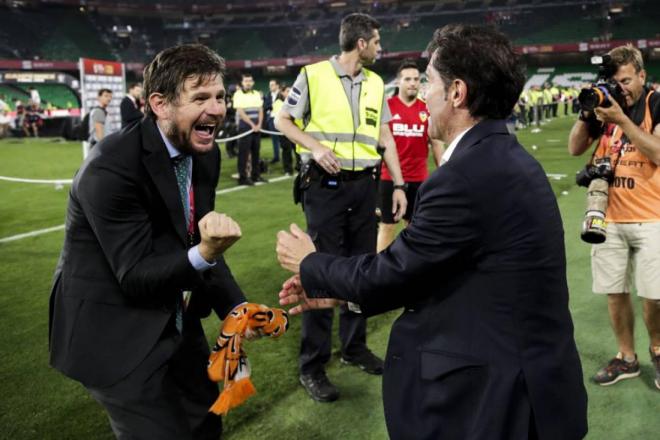 Mateu Alemany y Marcelino celebran el título de Copa del Rey