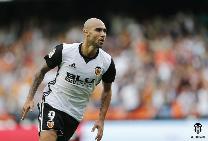 Zaza jugando con el Valencia CF.