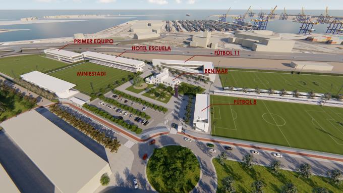 El proyecto de la nueva Ciudad Deportiva del Levante UD en Nazaret. 