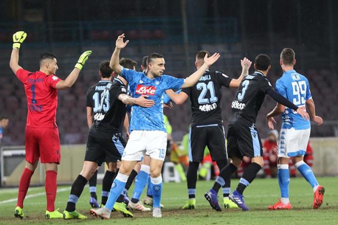 Imagen del partido entre la Lazio y el Nápoles.