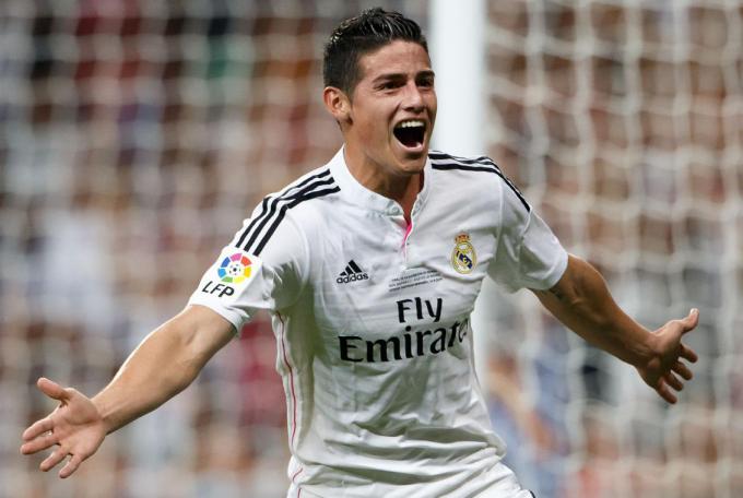 James, celebrando un gol con el Real Madrid.