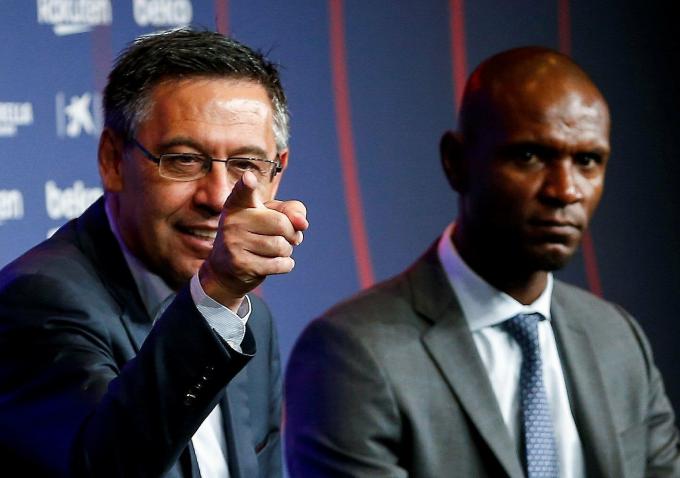 Bartomeu y Abidal, en una comparecencia del Barcelona.