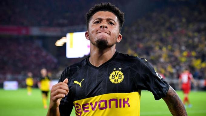 Jadon Sancho celebra un gol con el Dortmund (Foto: EFE).