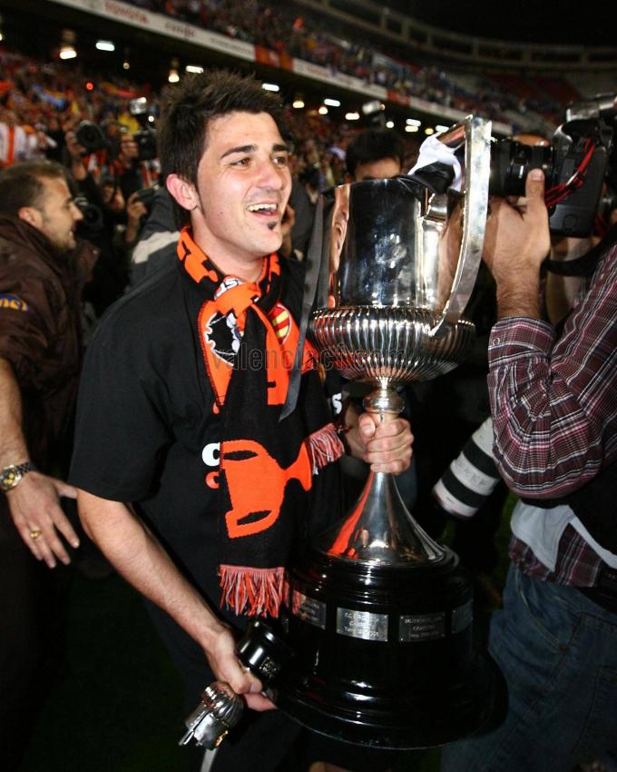 David Villa campeón de Copa del Rey de 2008 (Foto: Valencia CF)