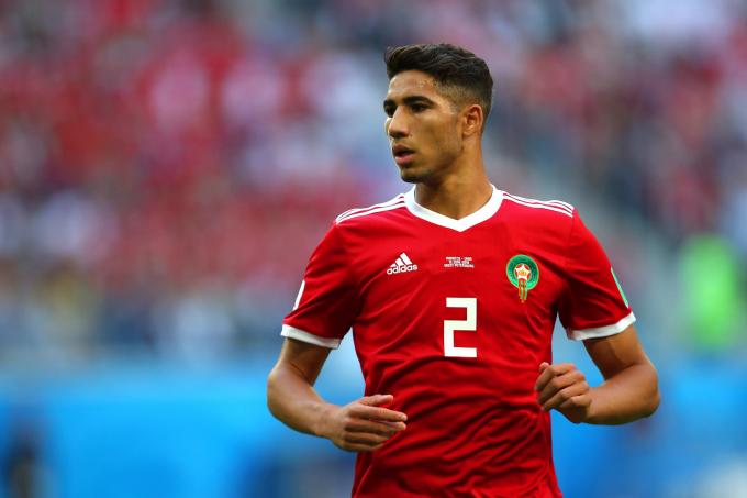 Achraf Hakimi, en un partido con Marruecos.