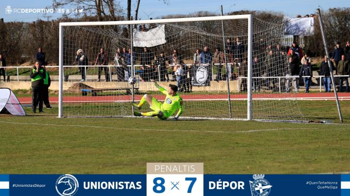 Este fue el penalti decisivo que dio el pase al Unionistas de Jabi Luaces (Foto: Deportivo).