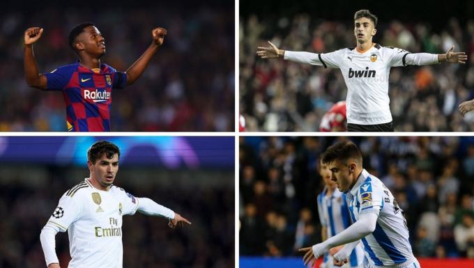 Ansu Fati, Ferran Torres, Brahim Díaz y Ander Barrenetxea.