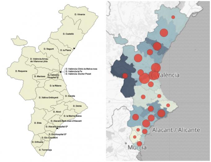Mapa contagios Comunidad Valenciana según la Generalitat