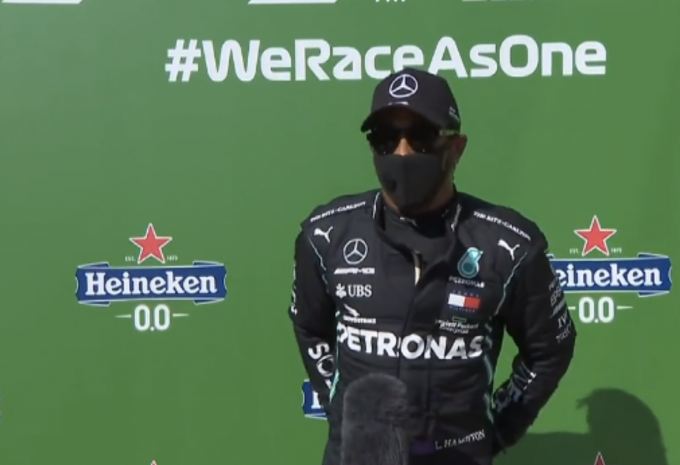 Lewis Hamilton, tras la clasificación del GP de Italia (Foto: Movistar).