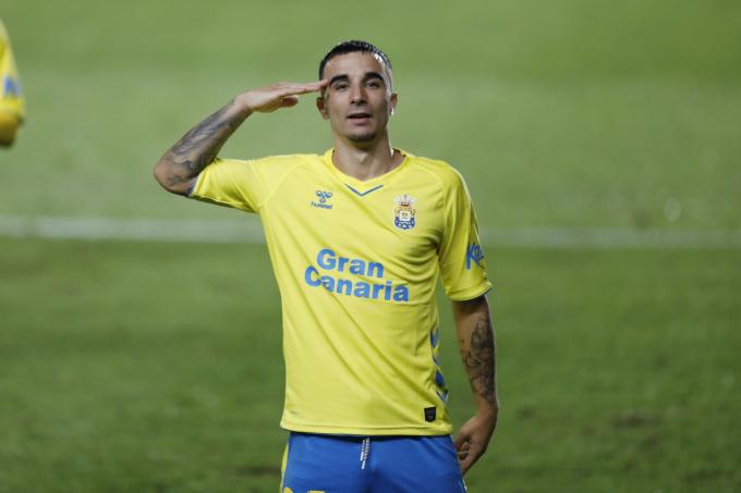 Robert González celebra un gol con Las Palmas (foto: UD Las Palmas).