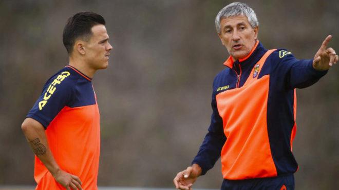 Roque Mesa y Quique Setién, en la etapa de ambos en la UD Las Palmas.