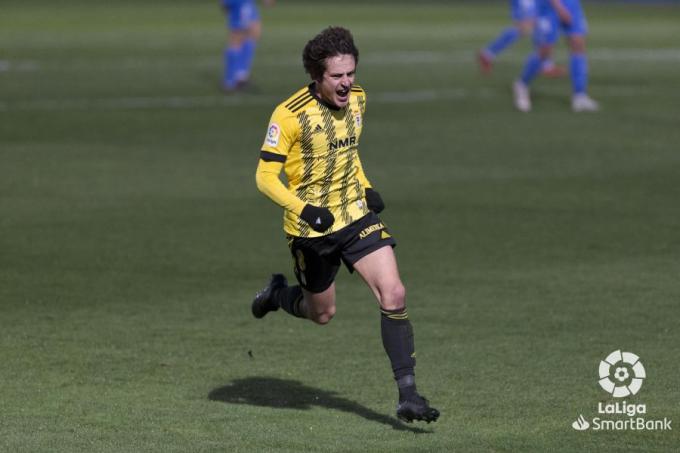 Sangalli festeja su gol al Fuenlabrada (Foto: LaLiga).