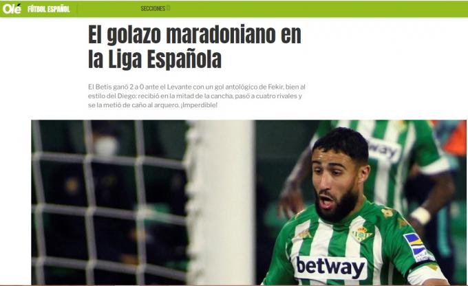 El diario Olé compara a Nabil Fekir con Maradona.