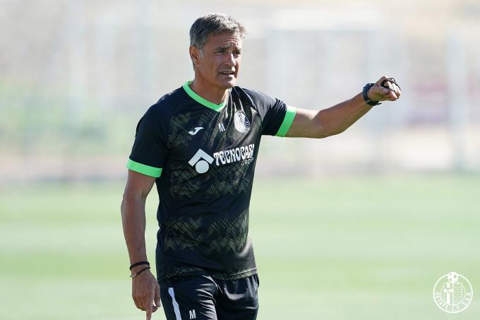 Míchel, durante un entrenamiento con el Getafe (Foto: GCF):