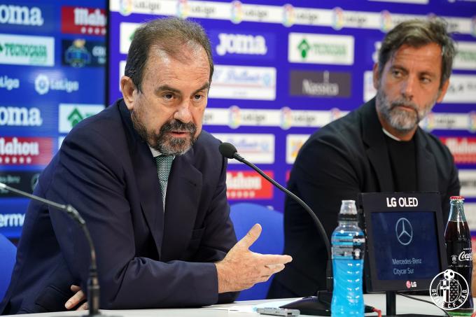 Ángel Torres, en la presentación de Quique Sánchez Flores como entrenador del Getafe (Foto: GCF)