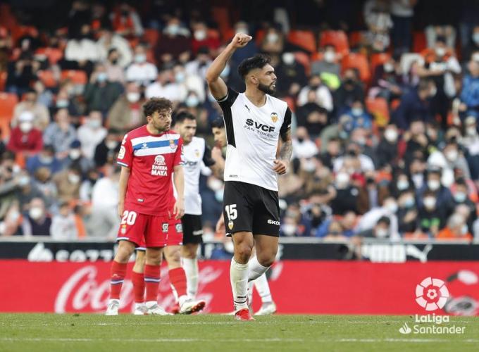 Alderete celebra su gol al Espanyol (Foto: LaLiga).