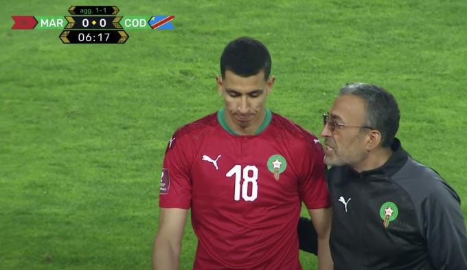 El Yamiq, retirándose lesionado con Marruecos (Foto: Maghrib Foot).