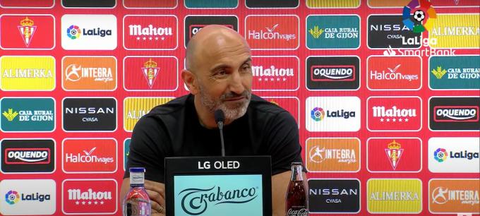 Abelardo, en la rueda de prensa posterior al Sporting-UD Las Palmas