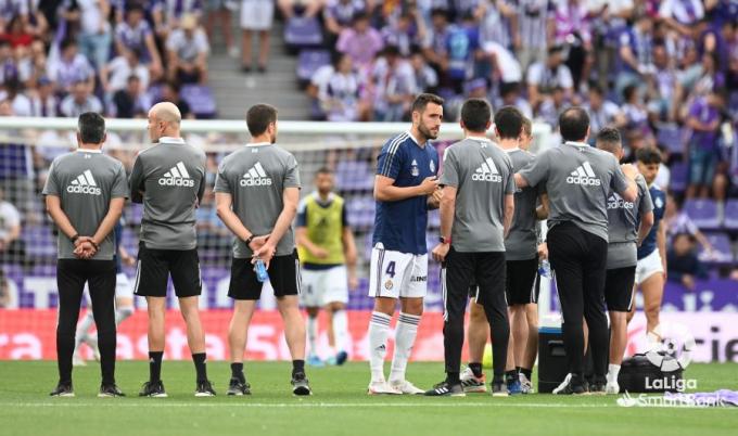 Olivas, en el calentamiento.