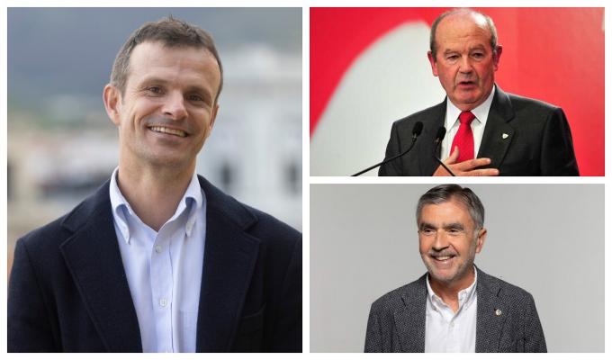 Los 3 candidatos a la presidencia del Athletic Club de Bilbao en junio de 2022.