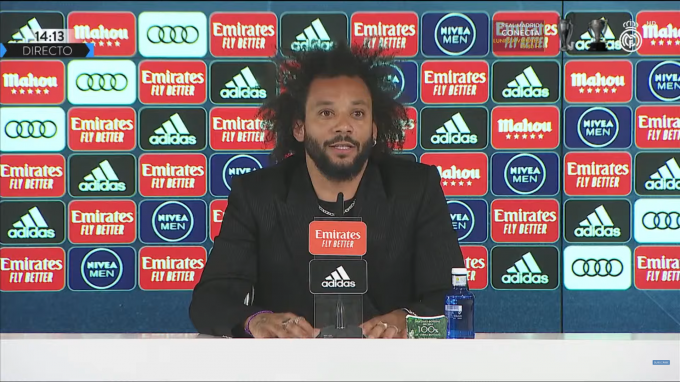 Marcelo, en rueda de prensa en su despedida del Real Madrid.