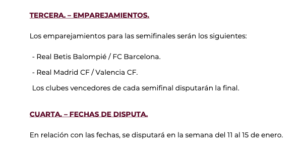 El comunicado de la RFEF donde confirma todo sobre la Supercopa.