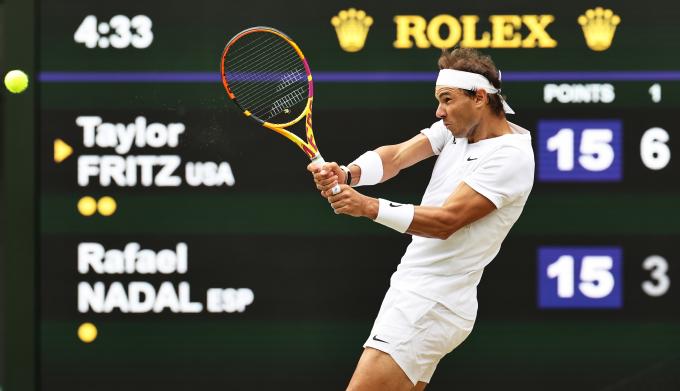Rafa Nadal, durante su duelo ante Fritz en Wimbledon (Foto: Cordon Press).