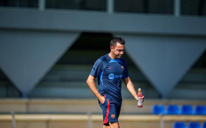 Xavi Hernández, en el entrenamiento del Barça (Foto: FCB).