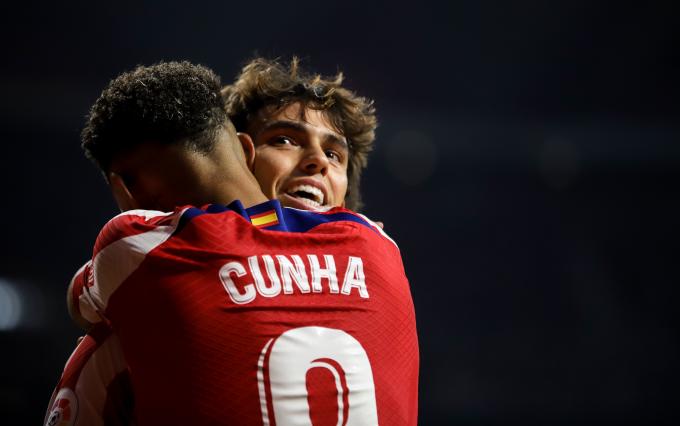 Joao Félix y Matheus Cunha celebran un gol del Atlético de Madrid (Foto: ATM).