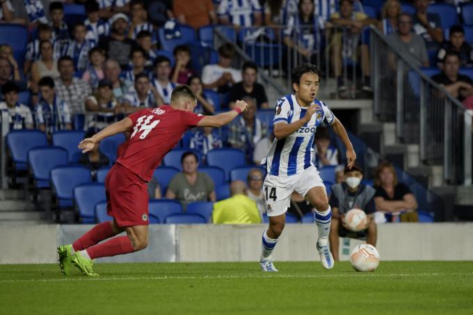 Kubo, ante el Omonia en el Reale Arena. (Foto: Giovani Batista)