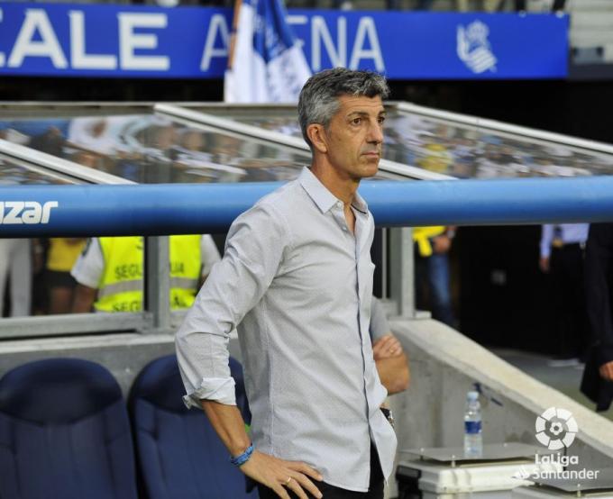 Imanol dirige el choque ante el Espanyol. (Foto: LaLiga)
