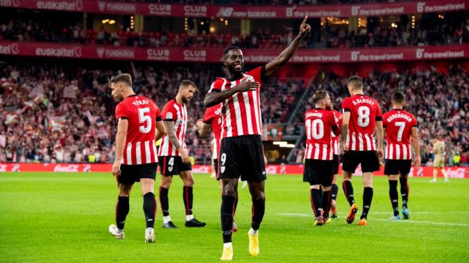 Iñaki Williams celebra su tanto de cabeza al Almería (Foto: Athletic Club).