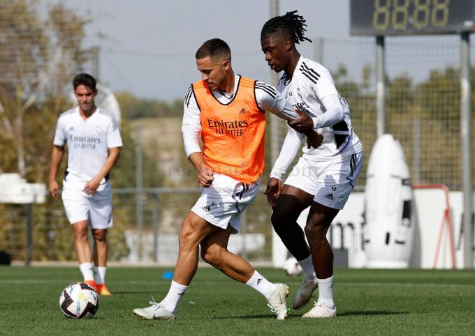 Camavinga y Hazard, en un entrenamiento del Real Madrid (Foto: RM).