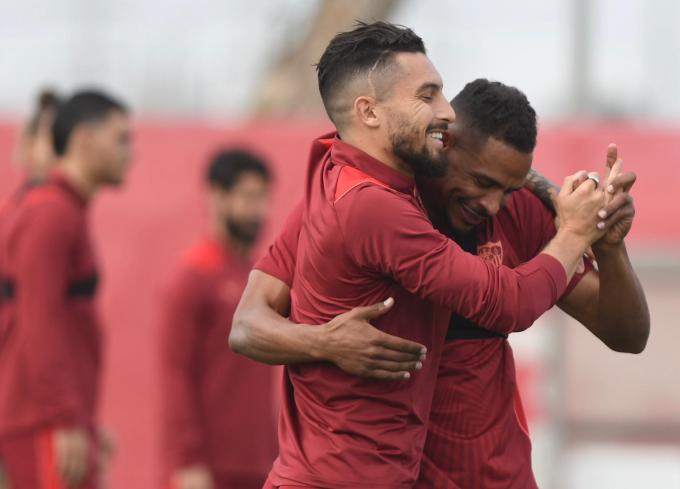 Fernando y Telles en el entrenamiento (Foto: Kiko Hurtado).