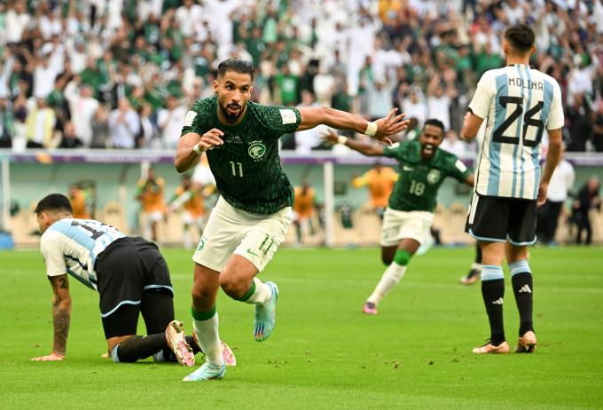 Saleh Al-Shehri celebra su gol en el Argentina-Arabia Saudí (Foto: Cordon Press).