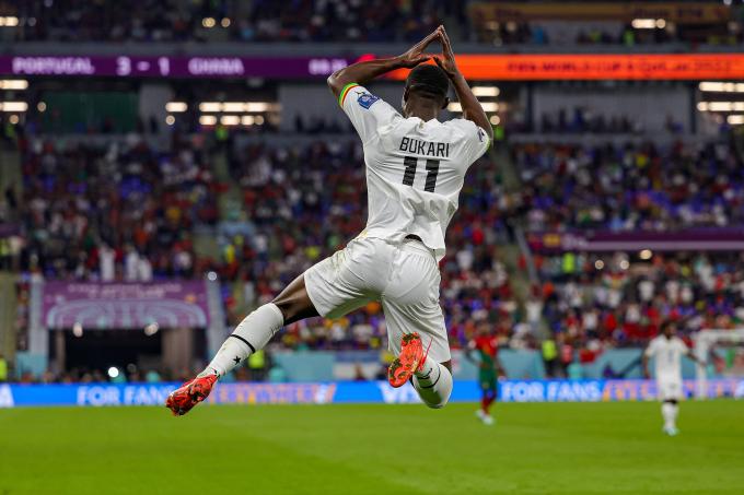 Bukari celebra su gol a lo Cristiano Ronaldo en el Portugal-Ghana (Foto: Cordon Press)