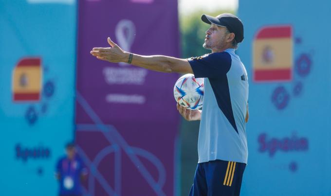 Luis Enrique, durante un entrenamiento con España en el Mundial (Foto: Cordon Press).