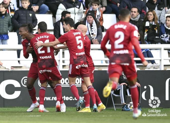Jair celebra su gol al Burgos (Foto: LaLiga).