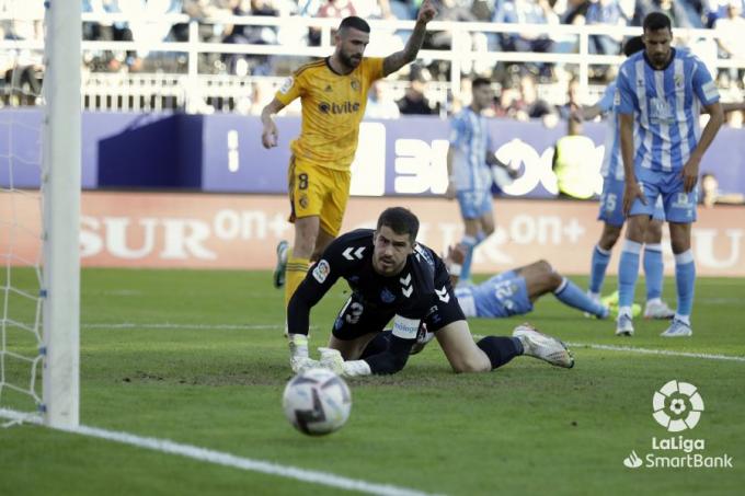Rubén Yáñez, durante el Málaga-Ponferradina (Foto: LaLiga).