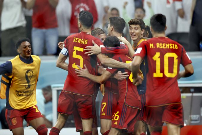 Los jugadores de España celebran el gol de Morata (Foto: Cordon Press).