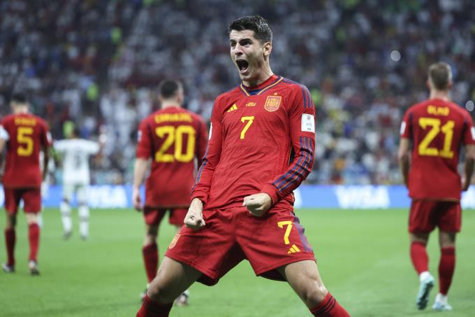 Álvaro Morata celebra su gol en el España-Alemania del Mundial de Qatar (Foto: Cordon press)