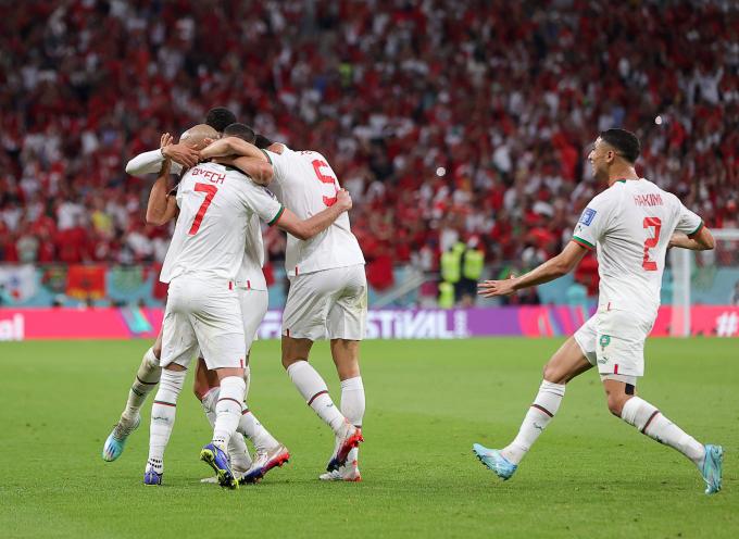 Marruecos celebra uno de sus goles a Bélgica (Foto: Cordon Press).