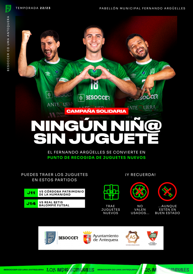 Cartel de la campaña de Navidad 'Ningún Niño Sin Juguete' en Antequera.