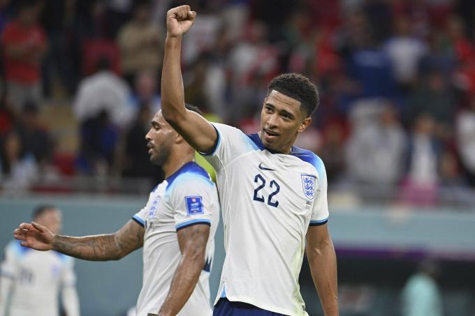 Jude Bellingham, fichaje deseado por el Real Madrid, celebra un gol con Inglaterra en el Mundial de