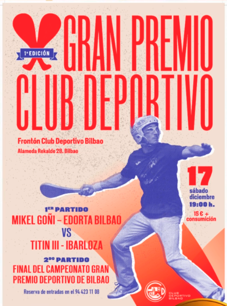 Cartel del Gran Premio del Club Deportivo de Bilbao, que en 2022 incluye a Mikel Goñi y a Titín III.