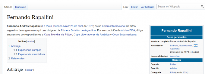 Descripción de Fernando Rapallini en Wikipedia.